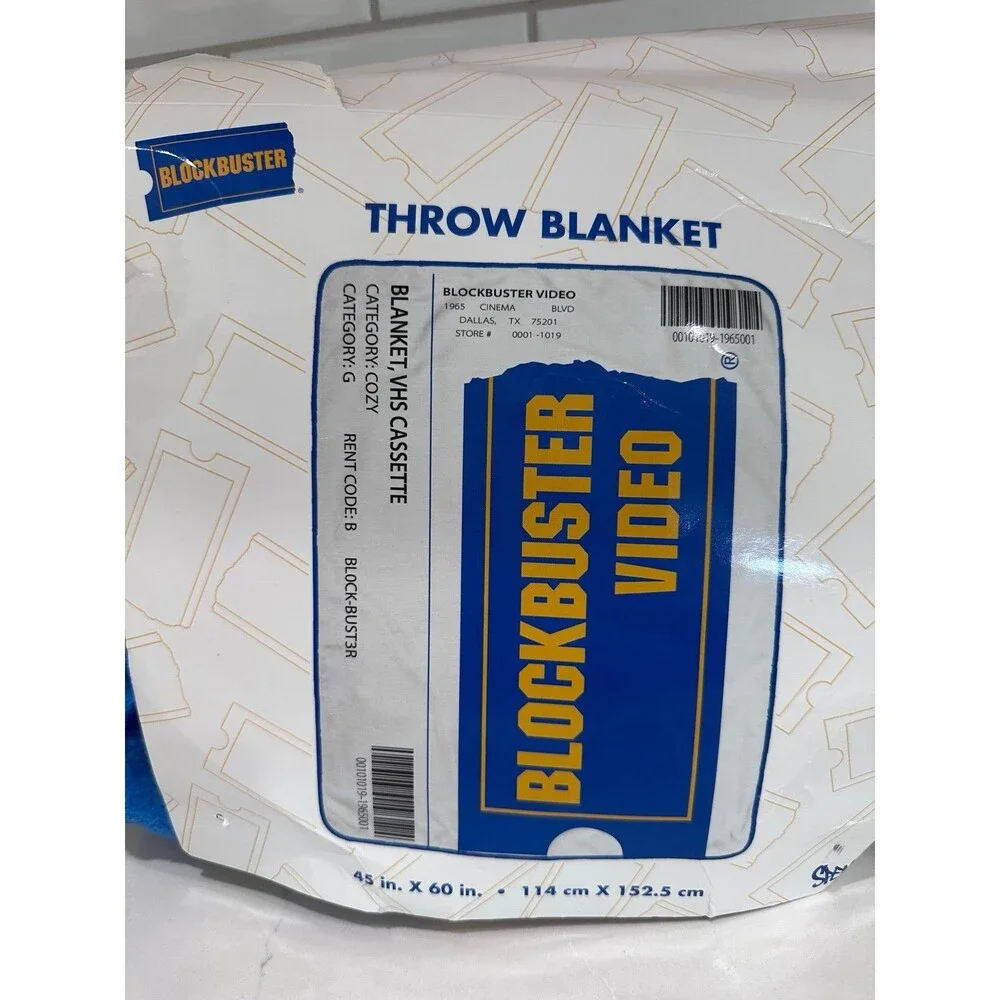 Blockbuster Video VHS Cassette Throw Blanket NWT Spencer's Rare 45 x 60 Blue